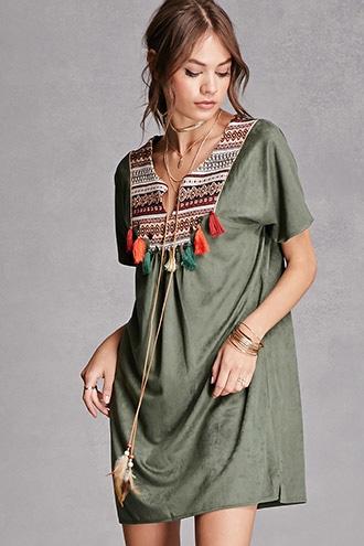 Forever21 Cherry Paris Faux Suede Dress