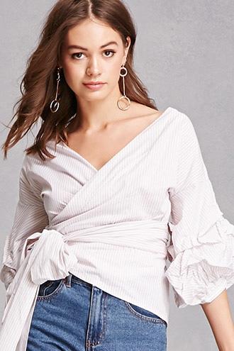 Forever21 Striped Wrap Blouse