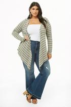 Forever21 Plus Size Marled Striped Drape-front Cardigan