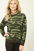 Forever21 Women's  Camo Print Fleece Sweater
