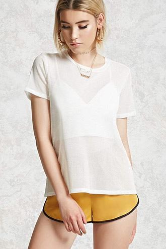 Forever21 Sheer Mesh Knit Tee