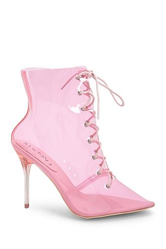 Forever21 Transparent Lace-up Stiletto Booties