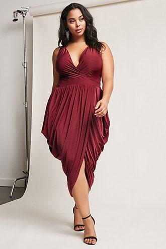 Forever21 Plus Size Plunging Tulip Hem Dress