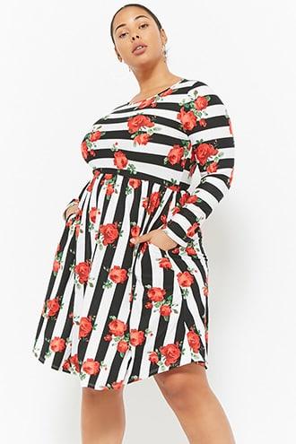 Forever21 Plus Size Striped Skater Dress