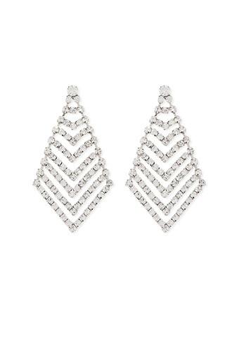 Forever21 Rhinestone Drop Earrings (silver/clear)