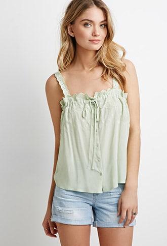 Forever21 Floral Eyelet Tank