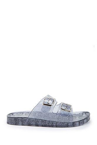 Forever21 Glitter Jelly Buckle-strap Slide Sandals