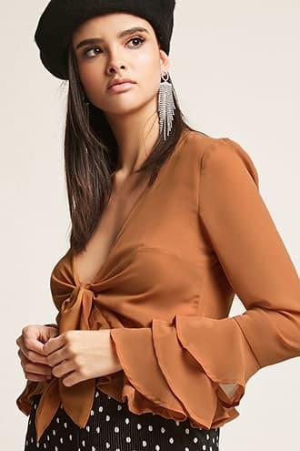 Forever21 Sheer Chiffon Tie-front Top