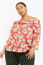 Forever21 Plus Size Floral Crepe Off-the-shoulder Shirt