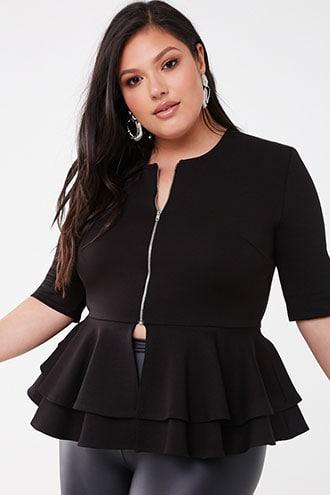 Forever21 Plus Peplum Zip-front Top
