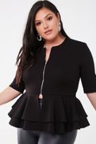 Forever21 Plus Peplum Zip-front Top