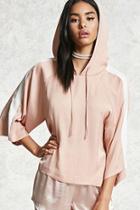 Forever21 Contemporary Satin Hooded Top