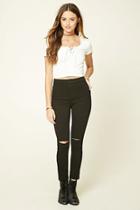 Forever21 Women's  Stretch-knit Ripped Pants