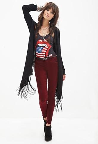 Forever21 Tasseled Open-front Cardigan