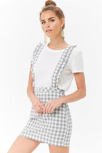 Forever21 Plaid Suspender Skirt