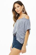 Forever21 French Terry Oil Wash Open-shoulder Top