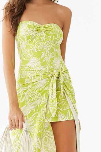 Forever21 Leaf & Giraffe Print Tube Dress