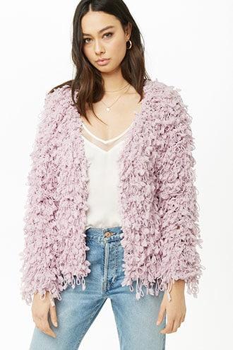 Forever21 Fuzzy Fringe Cardigan