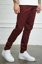 21 Men Men's  Burgundy Cotton-blend Slim Fit Pants