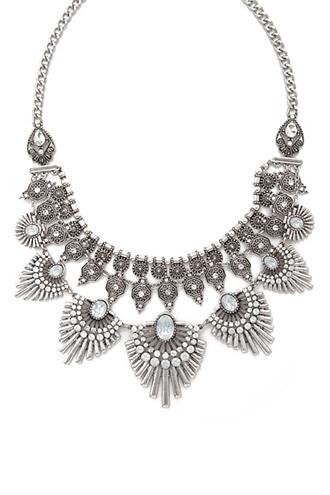 Forever21 B.silver & Clear Matchstick Statement Necklace