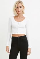 Forever21 Women's  Ribbed Crop Top (white)