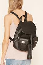 Forever21 Black Faux Leather Tassel Backpack