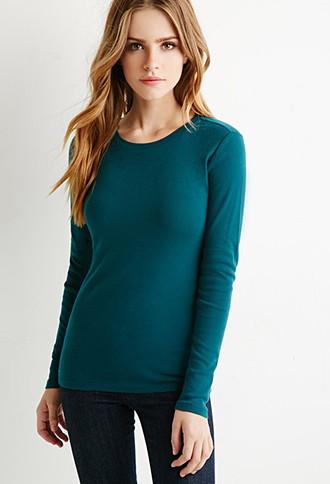 Forever21 Plus Women's  Classic Cotton Tee (peacock)