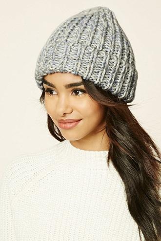 Forever21 Women's Marled Knit Fold-over Beanie
