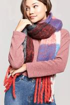 Forever21 Colorblock Plaid Fringe Oblong Scarf