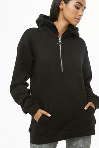 Forever21 Faux Fur Pull-ring Hoodie