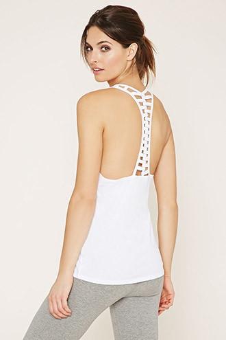 Forever21 Women's White Active Ladder-back Tank