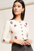 Forever21 Open-knit Strawberry Cardigan