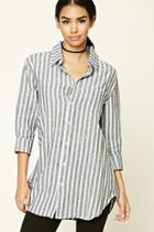 Forever21 Women's  Striped Button-down Shirt
