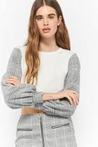 Forever21 Plaid Sleeve Crop Top