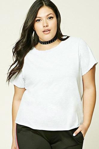 Forever21 Plus Size Distressed Trim Tee