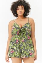 Forever21 Plus Size Geo Tropical Knotted Romper