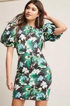 Forever21 Floral Puff-sleeve Mini Dress