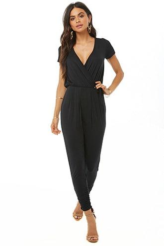 Forever21 Mock Wrap Ruched Jumpsuit