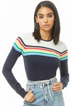 Forever21 Colorblock Rainbow-striped Sweater