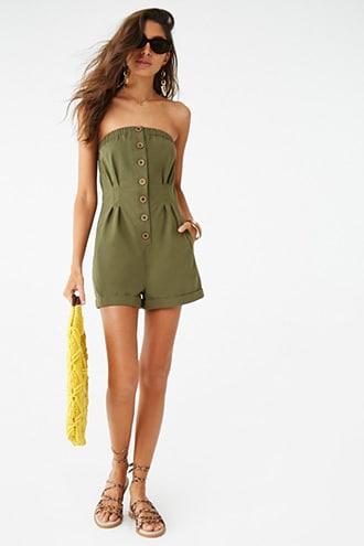 Forever21 Button-front Tube Romper