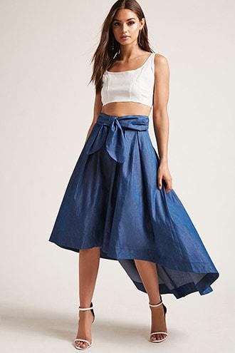 Forever21 Chambray High-low Skirt