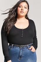 Forever21 Plus Size Ribbed Knit Snap-button Top