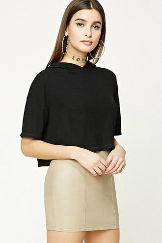 Forever21 Ribbed Hooded Crop Top