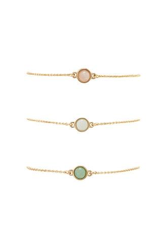 Forever21 Gold & Blush Circular Faux Gem Bracelet Set