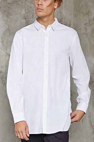 Forever21 Slim-fit Dolphin Hem Shirt
