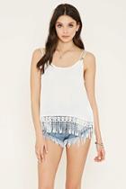 Forever21 Women's  Crochet-trim Crinkled Cami