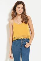 Forever21 Women's  Mustard Crochet-trimmed Cami