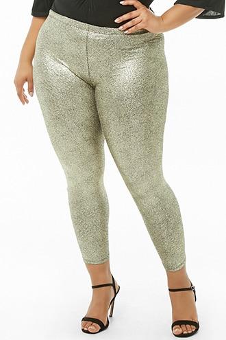 Forever21 Plus Size Pebbled Metallic Leggings