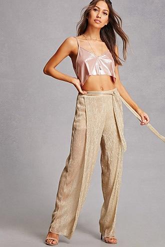 Forever21 Metallic M-slit Palazzo Pants