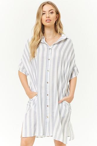 Forever21 Striped Midi Shirt Dress